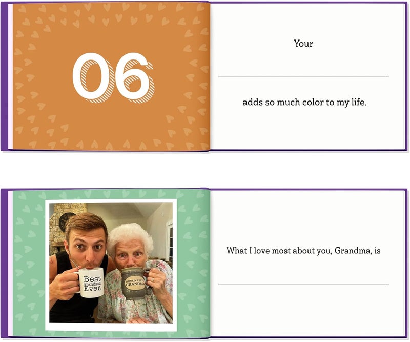 BRAVEBUG What I Love about Grandma Book - Grandma Gifts from Grandkids - Grandma Birthday Gifts, Birthday Gifts for Grandma - Grandmother Gifts, Christmas Gifts for Grandma Fill-in-the-Blank Journal Gifts - Image 4